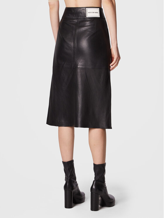 Notes Du Nord Notes Du Nord Usnjeno krilo Emma 12806 Črna Slim Fit