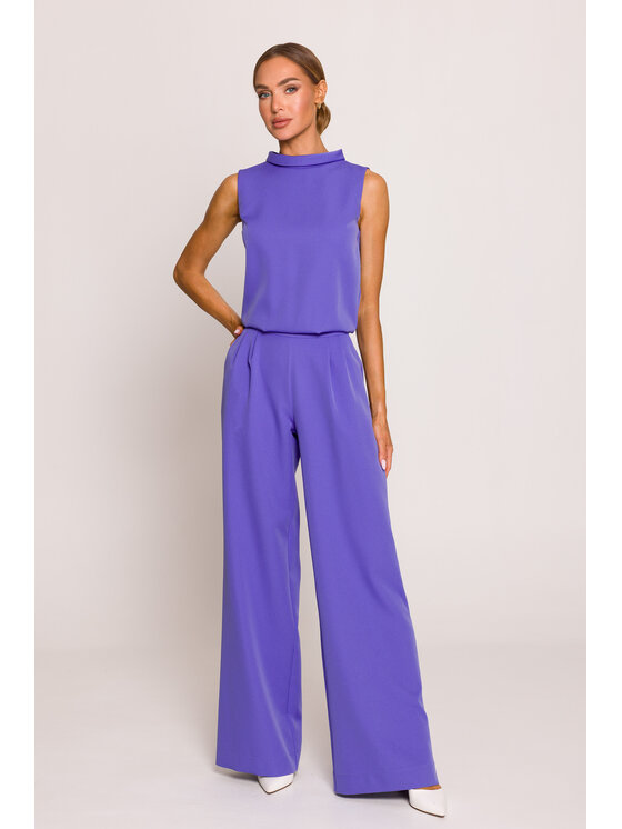 Made of Emotion Made of Emotion Kombinezon M382 Fioletowy Wide Leg