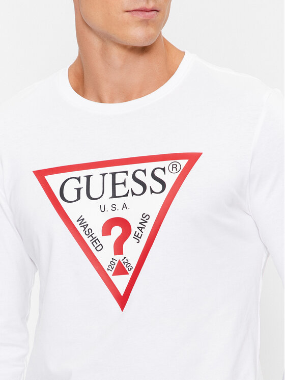 Guess Guess Majica dugih rukava Original Logo M2YI31 I3Z14 Bijela Slim Fit