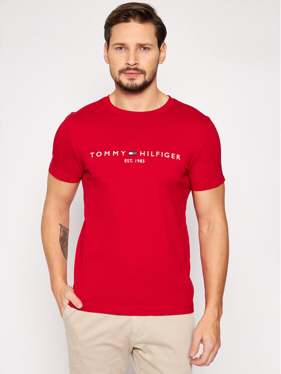 Tommy Hilfiger Majica Logo MW0MW11797 Rdeča Regular Fit