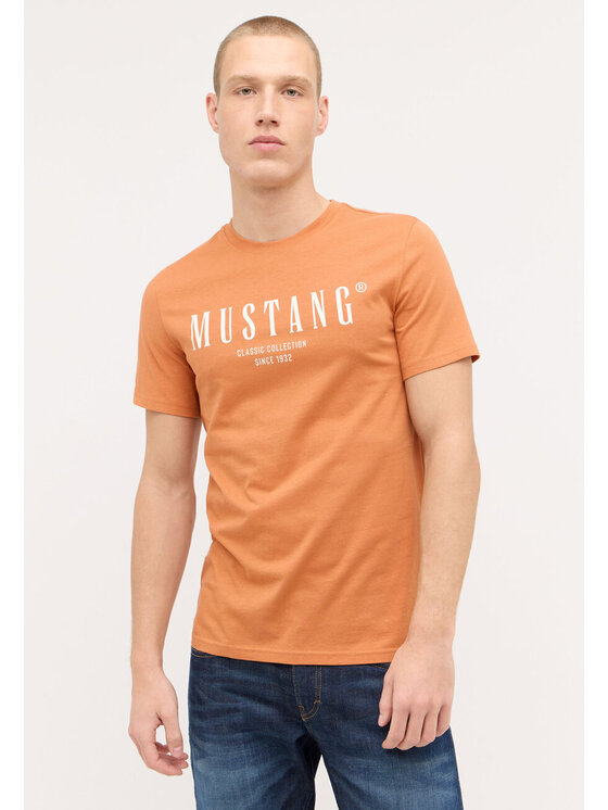 Mustang Mustang T-Shirt AUSTIN Pomarańczowy Regular Fit