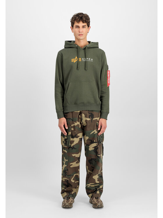 Alpha Industries Alpha Industries Bluza Alpha Label Hoodie Zielony Regular Fit