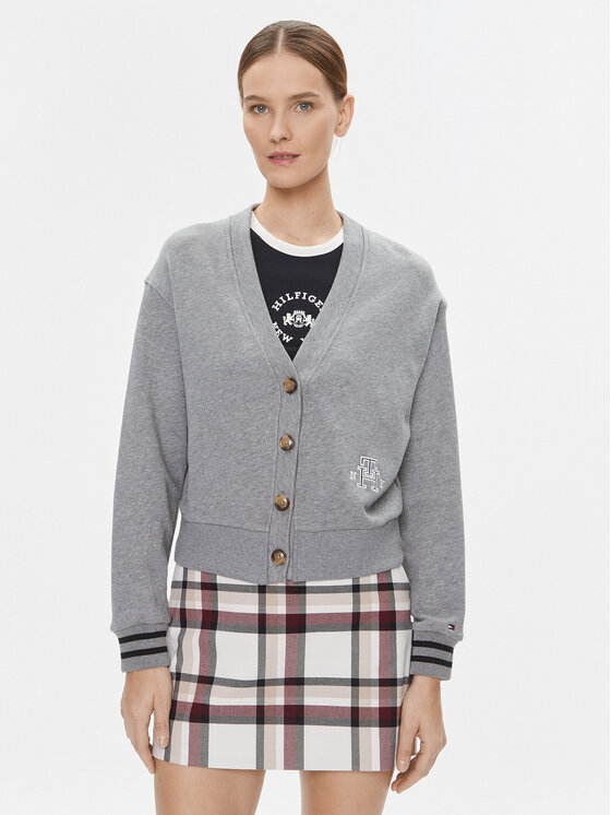 Tommy Hilfiger Kardigán Varsity WW0WW39141 Sivá Regular Fit