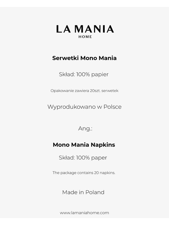 La Mania La Mania Serwetki Mono Mania Biały