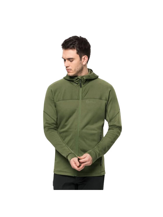 Jack Wolfskin Jack Wolfskin Polar Jack Wolfskin Hirschberg Hooded FZ M Zielony Regular Fit
