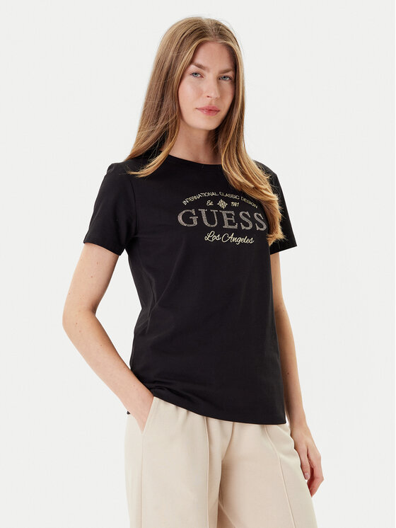 Guess Guess Tricou V5YI13 J1314 Negru Regular Fit