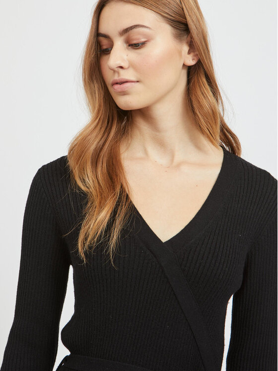 Vila Vila Vestito di maglia 14065547 Nero Regular Fit