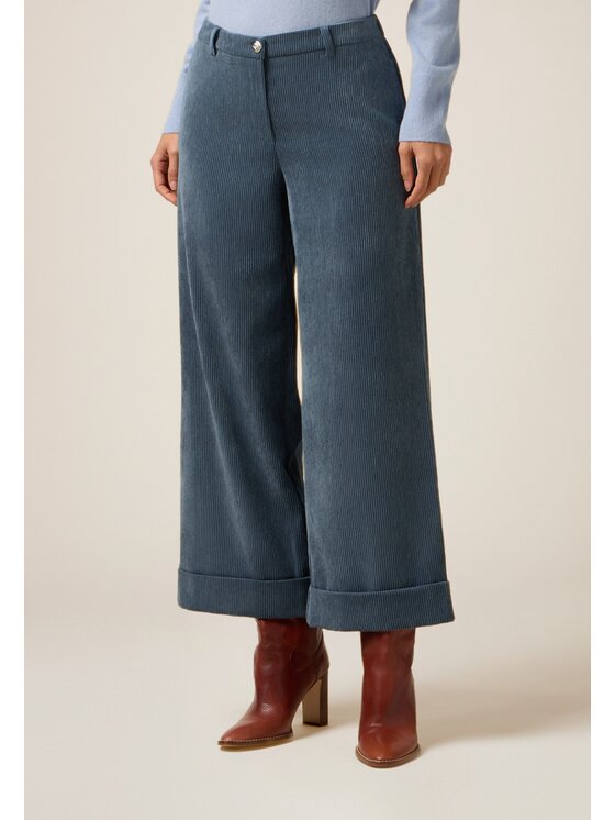 Oltre Oltre Pantaloni di tessuto P00KR109184N003 Turchese Baggy Fit