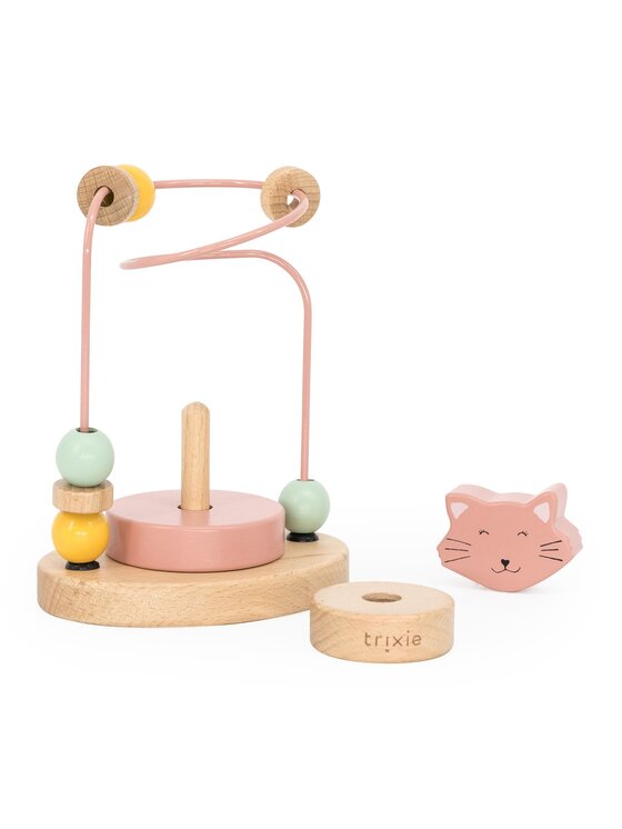 Trixie Baby Trixie Baby Zabawka Labirynt z drewnianymi koralikami - Kot Różowy