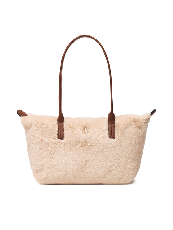 Tommy Hilfiger Tommy Hilfiger Torbica Popette East West Tote Faux Fur AW0AW19310 Svijetlo bež