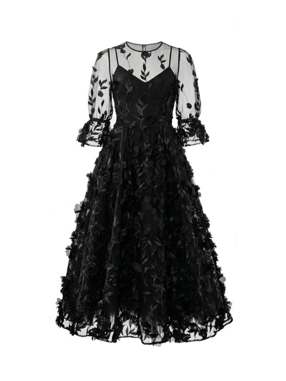 MATSOUR'I MATSOUR'I Sukienka elegancka Franceska Midi Czarny A-Line Fit
