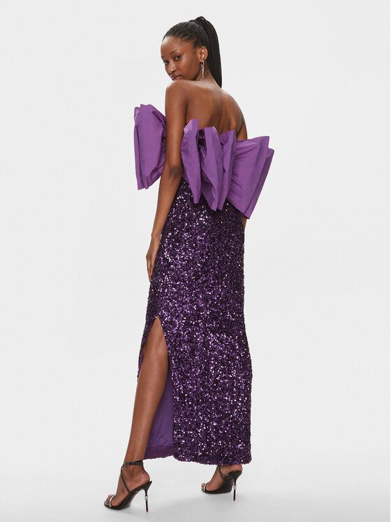 ROTATE ROTATE Coctailkleid Sequins Bow 1115762073 Violett Slim Fit