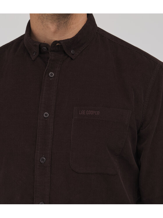 Lee Cooper Lee Cooper Koszula jeansowa RICO Brązowy ciemny Slim Fit