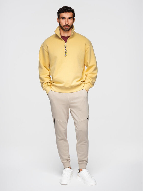 Ombre Ombre Spodnie dresowe OM-PASK-0280 Beżowy Regular Fit