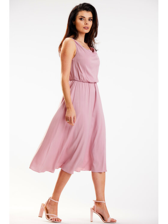 Awama Awama Sukienka letnia A579 Różowy Basic Fit