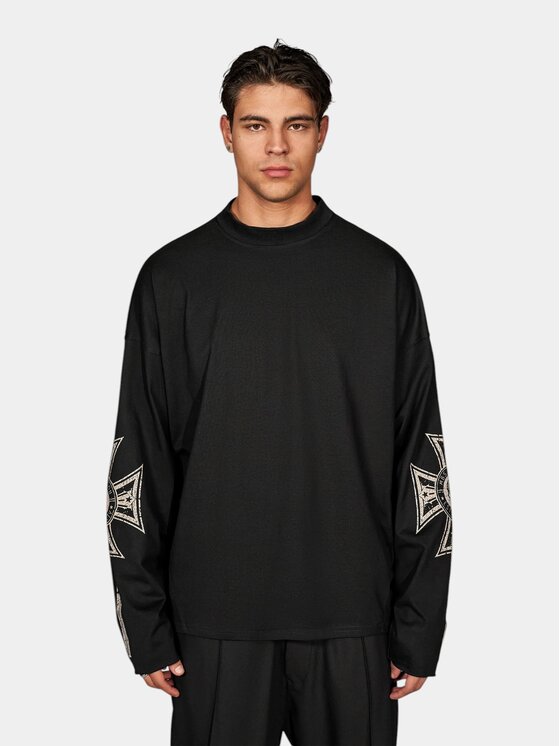 MADE BY SOCIETY MADE BY SOCIETY T-Shirt Saintless Long Sleeve - T17757 Czarny Basic Fit