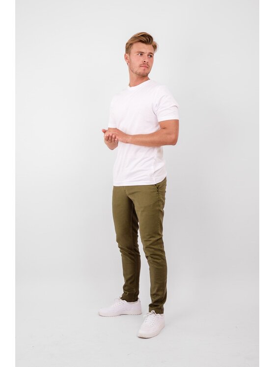TeeShoppen TeeShoppen Chinosy 'Perform Collection' Zielony Slim Fit