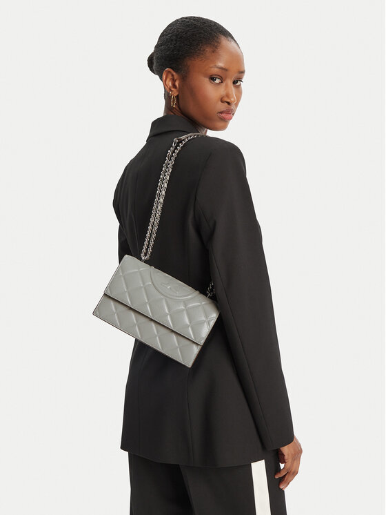 Tory Burch Tory Burch Дамска чанта Fleming Small Convertible Shoulder Bag 164800 Сив