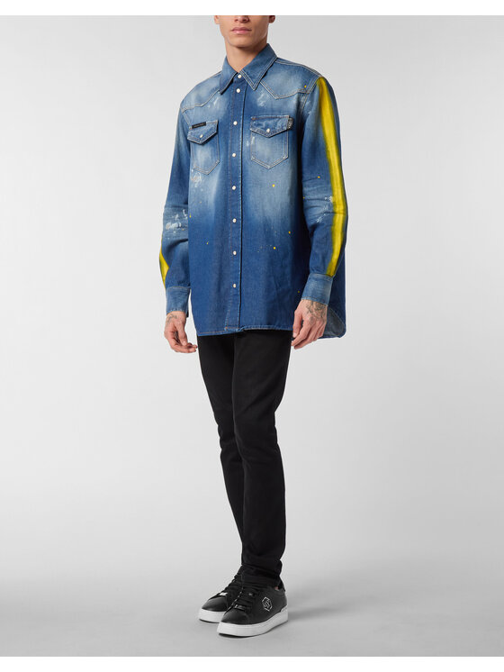 PHILIPP PLEIN PHILIPP PLEIN džínová košile 26853 Modrá Regular Fit