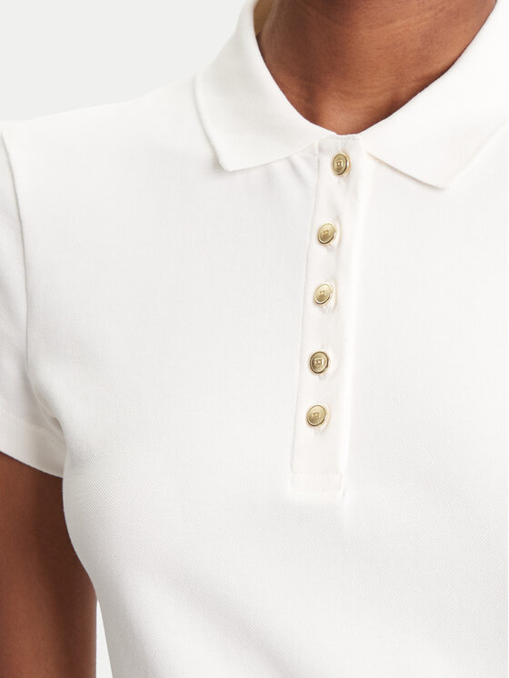 Tommy Hilfiger Tommy Hilfiger Тениска с яка и копчета Gold Button WW0WW45768 Екрю Slim Fit