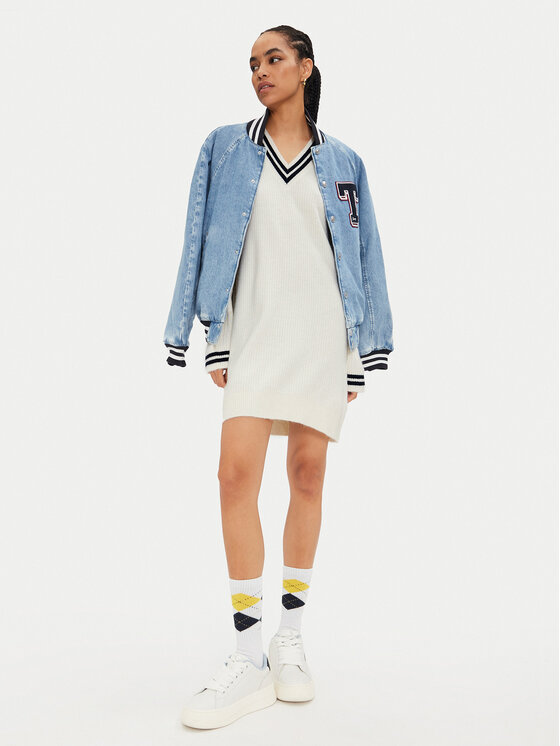 Tommy Jeans Tommy Jeans Pletena obleka DW0DW19810 Écru Relaxed Fit