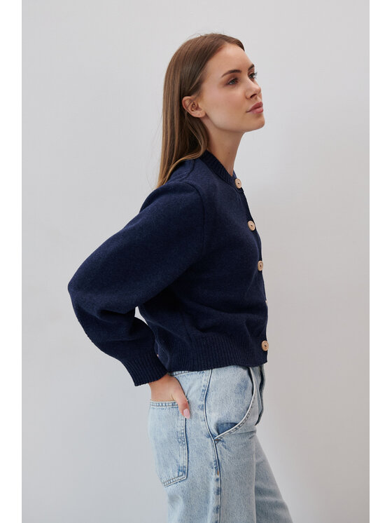 Fobya Fobya Kardigan F2059 Granatowy Basic Fit