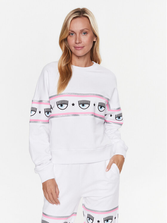 Chiara Ferragni Chiara Ferragni Džemperis 74CBIF02 Balta Regular Fit