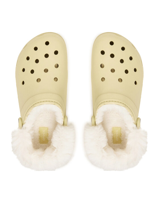 Crocs Crocs Чехли Classic Platform Fuzz Lined Clog 212854 Бежов
