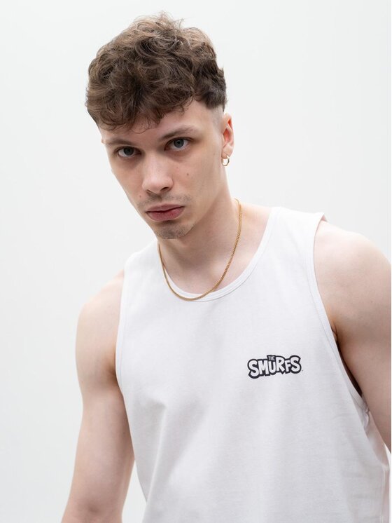 Smerfy Smerfy Tank top Zgrywus Sketch Bezrękawnik Biały Regular Fit