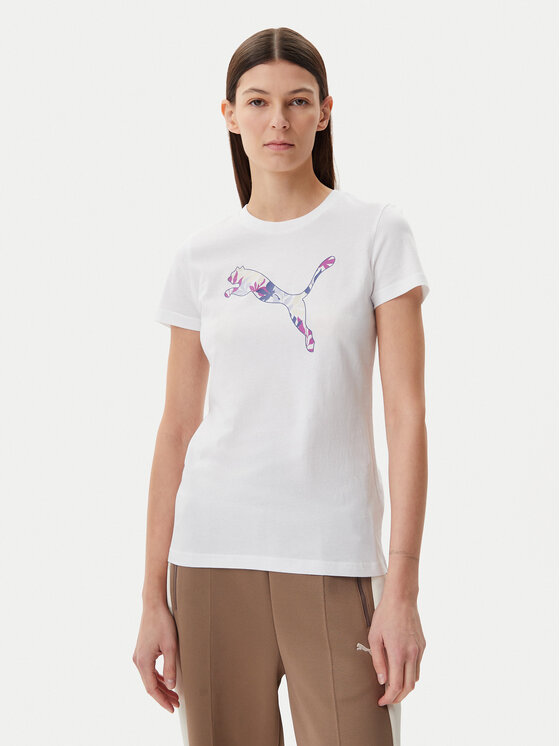 Puma Puma T-Shirt Floral Cat 685081 Bílá Regular Fit