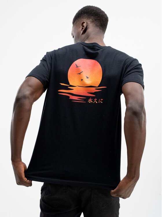 T-Shirt, rozmiar XXL, Czarne, Koszulka Z Krótkim Rękawem Męska Czarna MyStars Sunset 2.0 M
