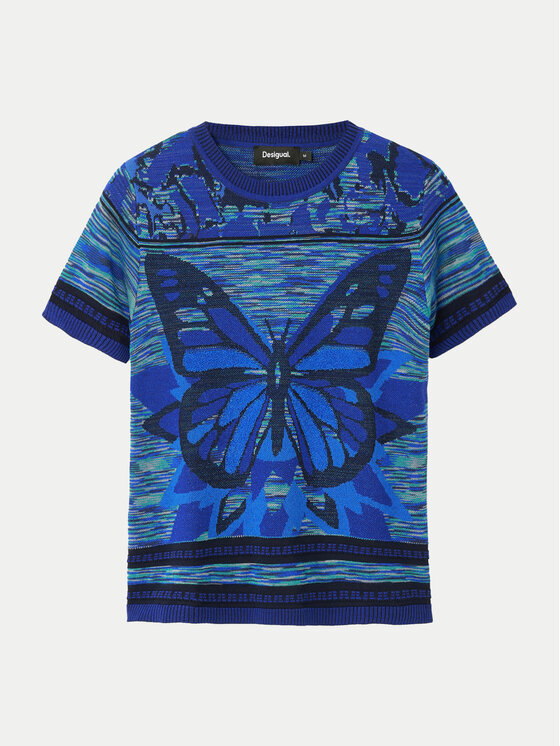 Desigual Desigual Maglione Butterfly 24WWTK08 Blu Regular Fit
