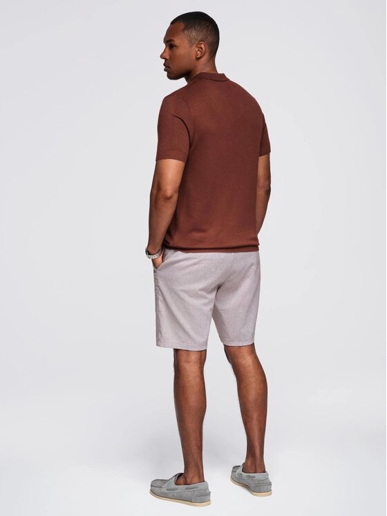 Ombre Ombre Polo OM-POSS-0159 Brązowy Slim Fit