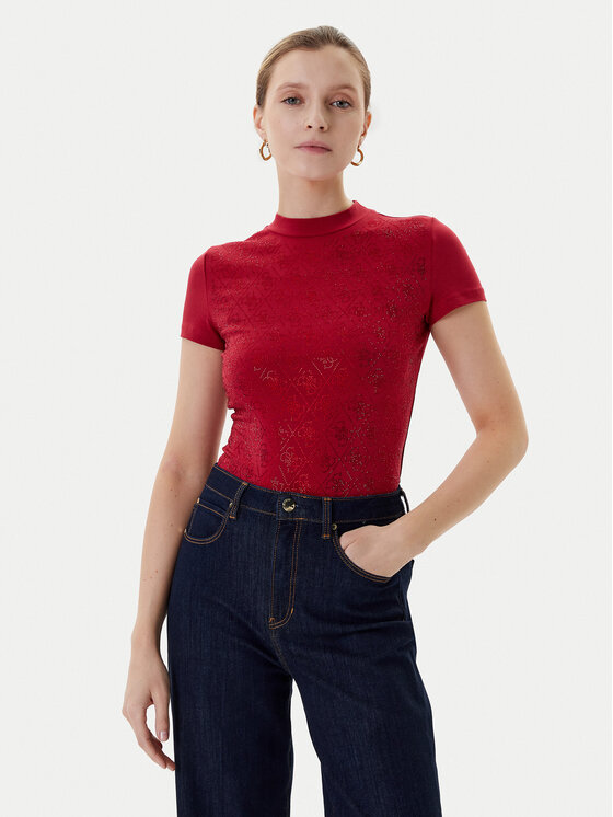 Guess Guess T-Shirt W4BI26 J1314 Bordowy Regular Fit