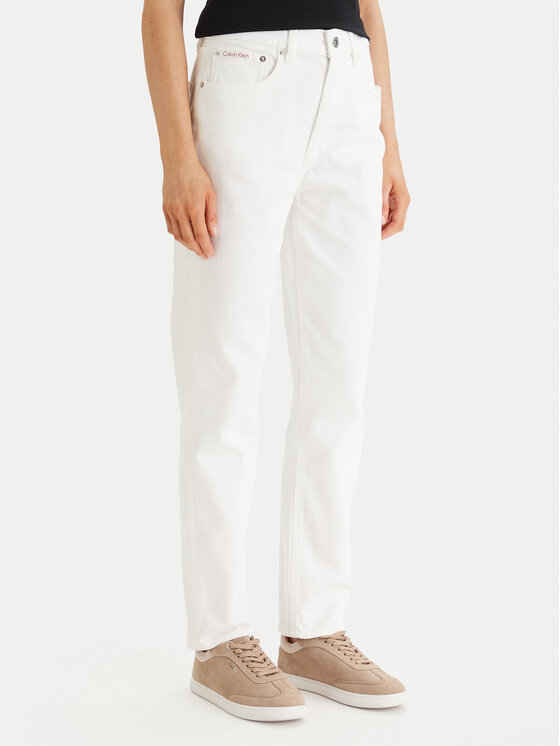 Calvin Klein Jeans Calvin Klein Jeans Jeans hlače LV047F703G Bela Mom Fit
