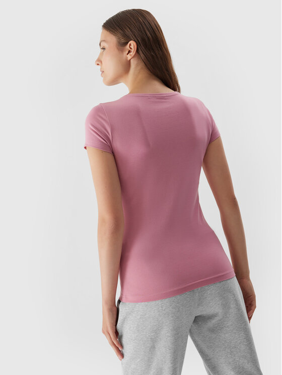 4F 4F Тишърт 4FAW23TTSHF0906 Розов Slim Fit