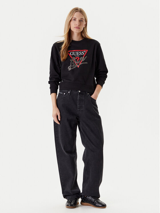 Guess Guess Mikina W5YQ06 KB681 Čierna Regular Fit