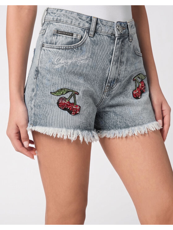 PHILIPP PLEIN PHILIPP PLEIN Szorty jeansowe 32223 Niebieski Skinny Fit
