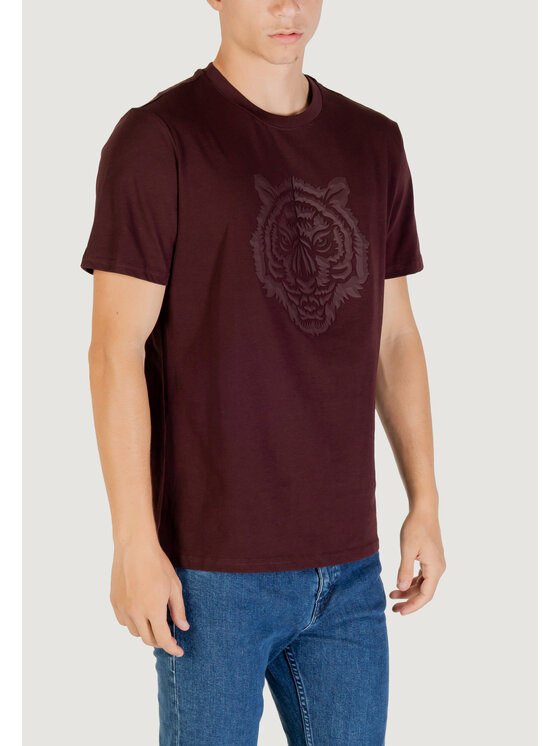 Antony Morato Antony Morato T-shirt STUTTGART REGULAR FIT WITH PRISM SHAPE RUBBER TIGER PRINT Bordeaux Regular Fit