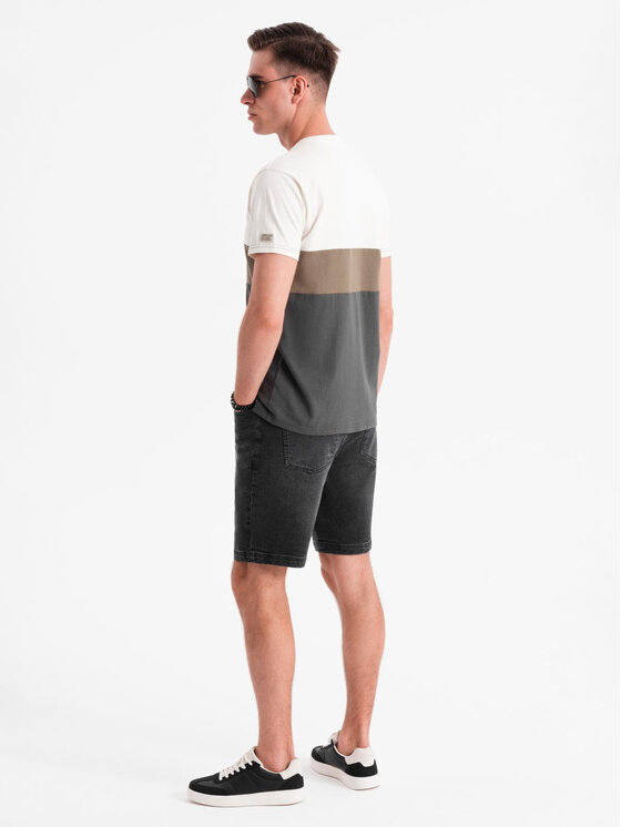 Ombre Ombre Szorty jeansowe OM-SRDS-0192 Czarny Regular Fit