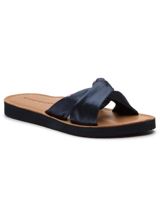 Tommy Hilfiger Mules sandales de bain Satin Elevated Beach Sandal FW0FW04014 Bleu marine Modivo