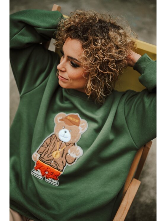 Bejbi Story Bejbi Story Bluza Snoop Teddy dla mamy i taty Zielony Oversize