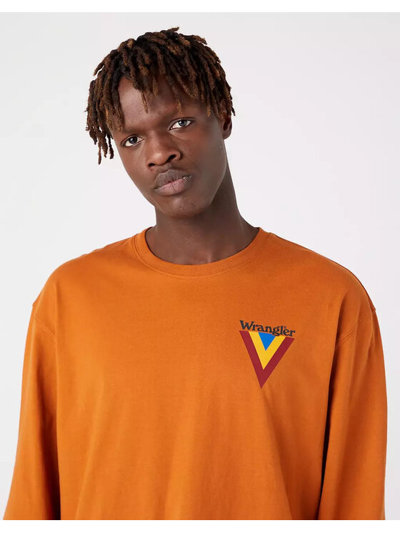 Wrangler Wrangler T-Shirt CHEST LOGO TEE Brązowy Regular Fit