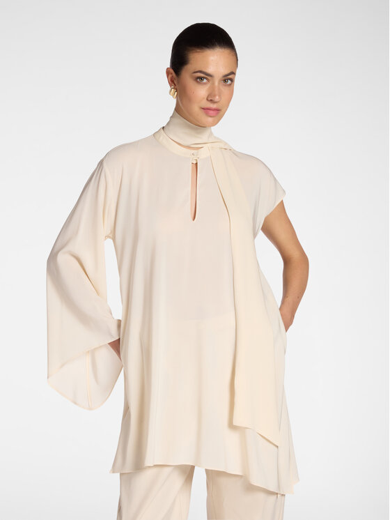 Elena Mirò Elena Mirò Bluzka 2000Z000043N002 Kremowy Regular Fit