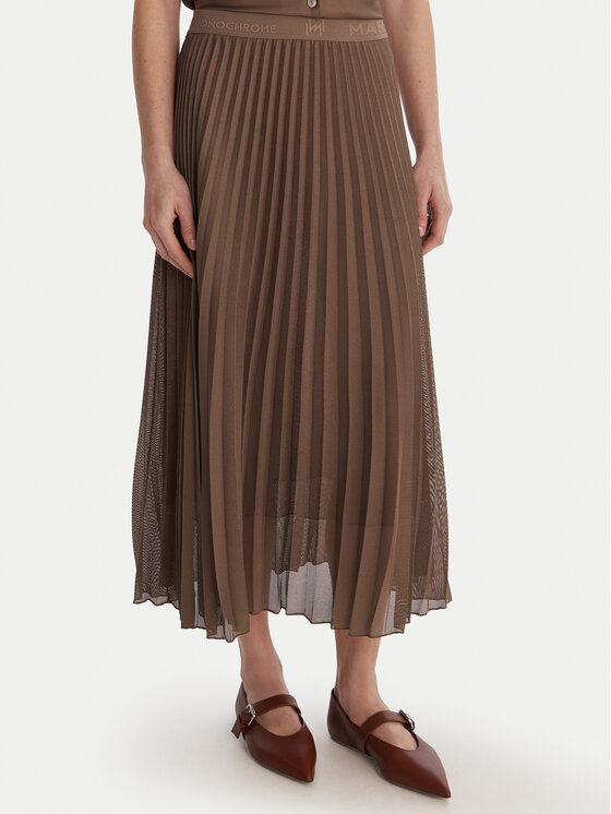 Marella Spódnica plisowana Gabbia 2613101085 Brązowy Regular Fit