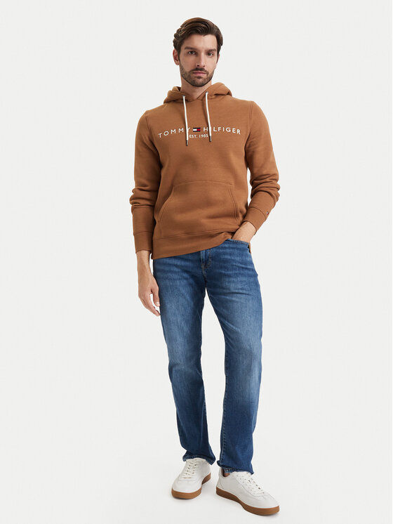 Tommy Hilfiger Tommy Hilfiger Pulóver Logo MW0MW11599 Barna Regular Fit