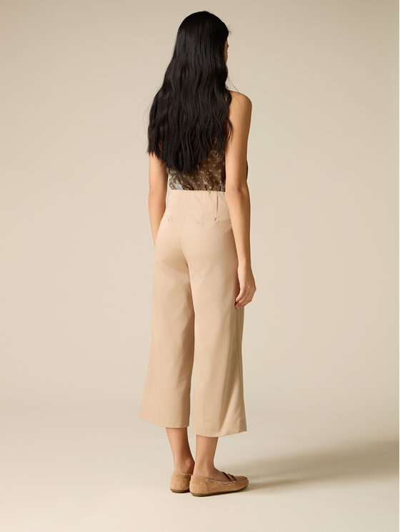 Oltre Oltre Spodnie materiałowe P733R009308N002 Kremowy Baggy Fit