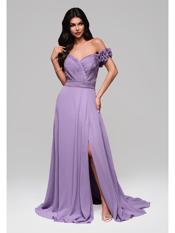 Ombre Ombre Sukienka wieczorowa LA-OM-DLR141 Fioletowy Regular Fit