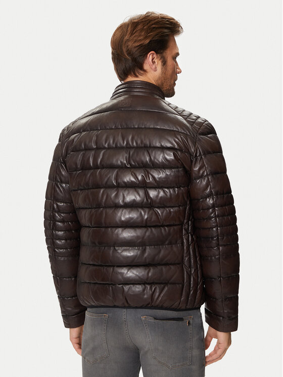 Milestone Milestone Μπουφάν δερμάτινο 431068 60510 Καφέ Regular Fit