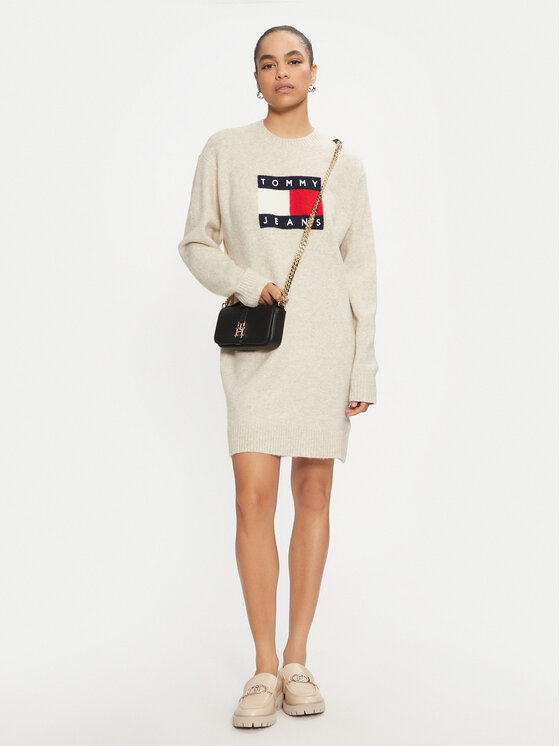 Tommy Jeans Tommy Jeans Pletena obleka DW0DW18719 Bež Loose Fit